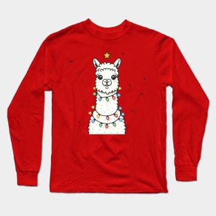 Llama with Christmas Lights T-Shirt Long Sleeve T-Shirt